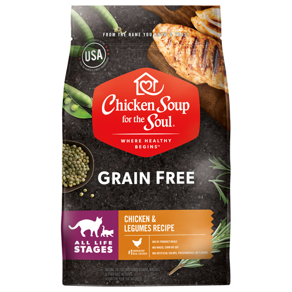 Grain Free Cat Food - Chicken & Legumes Recipe (front of bag)