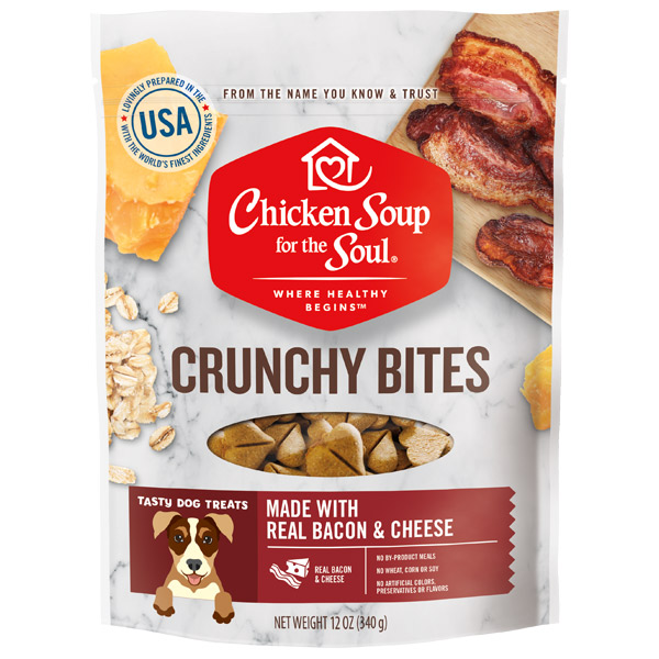 Dog Treats - Bacon & Cheese Crunchy Bites (front of bag)