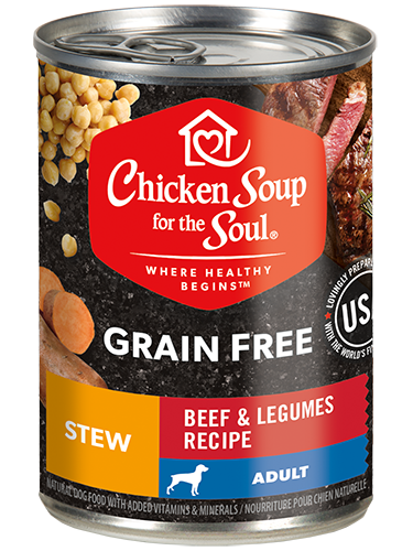 Grain Free Wet Dog Food - Beef & Legumes Recipe Stew (front view image)