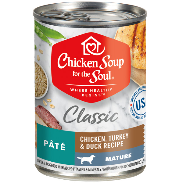 Classic Mature Dog Wet Food - Chicken, Turkey & Duck Recipe Pâté (front of can)