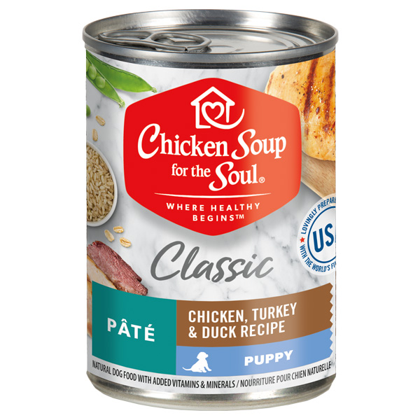 Classic Puppy Wet Food - Chicken, Turkey & Duck Recipe Pâté (front of can)