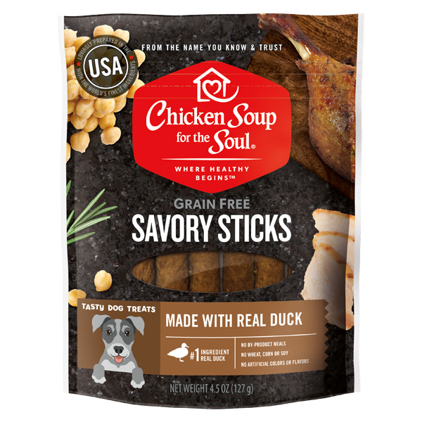 Grain Free Dog Treats - Duck Savory Sticks (front of bag)