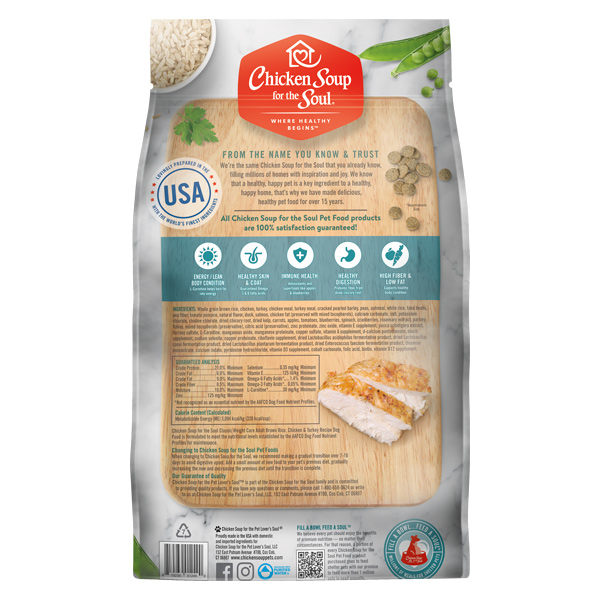 Classic Weight Care Dry Dog Food - Brown Rice, Chicken & Turkey Recipe (back of bag)