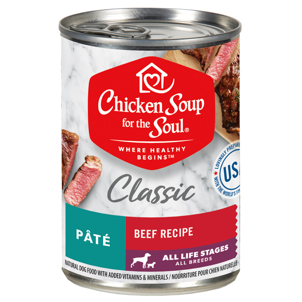 Classic Wet Dog Food - Beef Recipe Pâté (front of can)