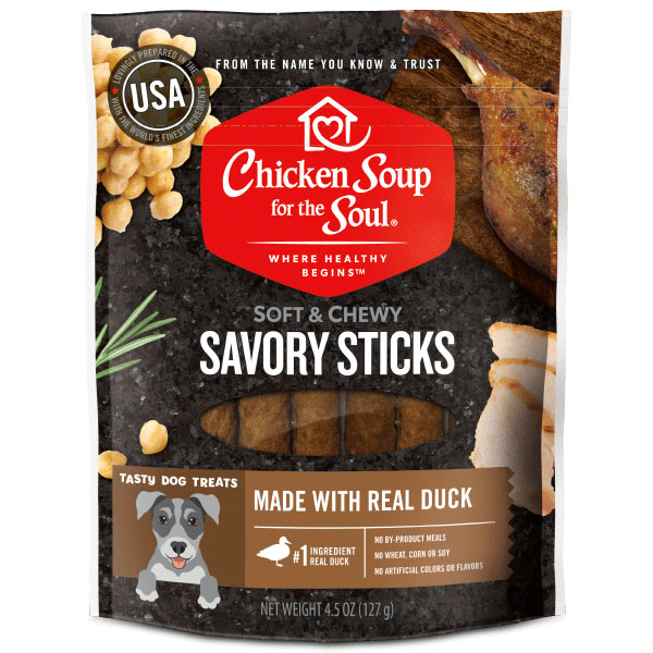 Soft & Chewy Dog Treats - Duck Savory Sticks (front of bag)