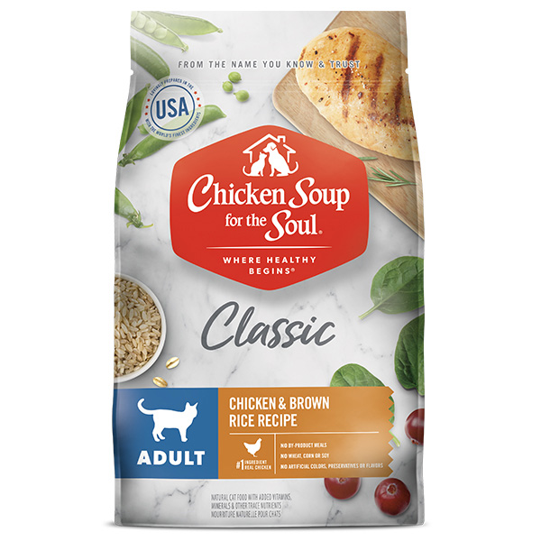 Classic Adult Cat Dry Food - Chicken & Brown Rice Recipe (front of bag)