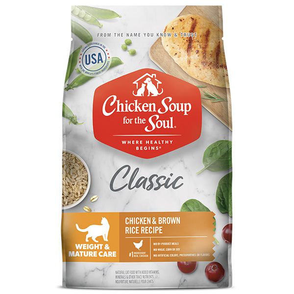 Classic Weight & Mature Care Dry Cat Food - Chicken & Brown Rice Recipe (front of bag)