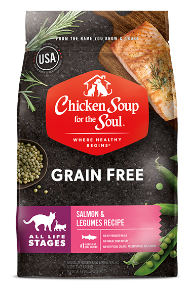 Grain Free Cat Food - Salmon & Legumes Recipe (front view)