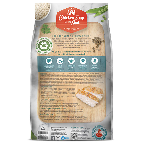 Classic Puppy Dry Food - Chicken, Turkey & Brown Rice Recipe (back of bag)