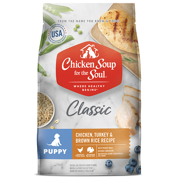 Classic Puppy Dry Food - Chicken, Turkey & Brown Rice Recipe (front of bag)