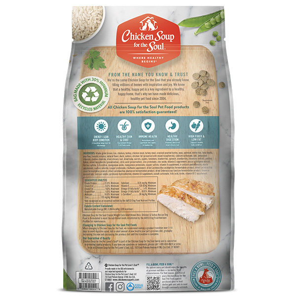 Classic Weight Care Dry Dog Food - Brown Rice, Chicken & Turkey Recipe (back of bag)