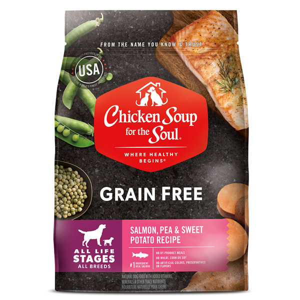 Grain Free Dog Food - Salmon, Pea & Sweet Potato Recipe (front of bag)