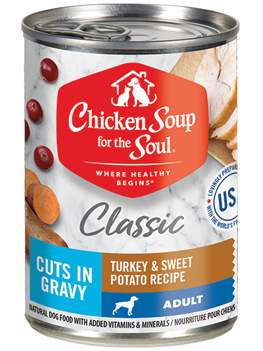 Classic Adult Dog Wet Food - Turkey & Sweet Potato Recipe Cuts In Gravy front of can