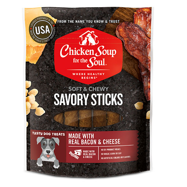 Soft & Chewy Dog Treats - Bacon & Cheese Savory Sticks (front of bag)