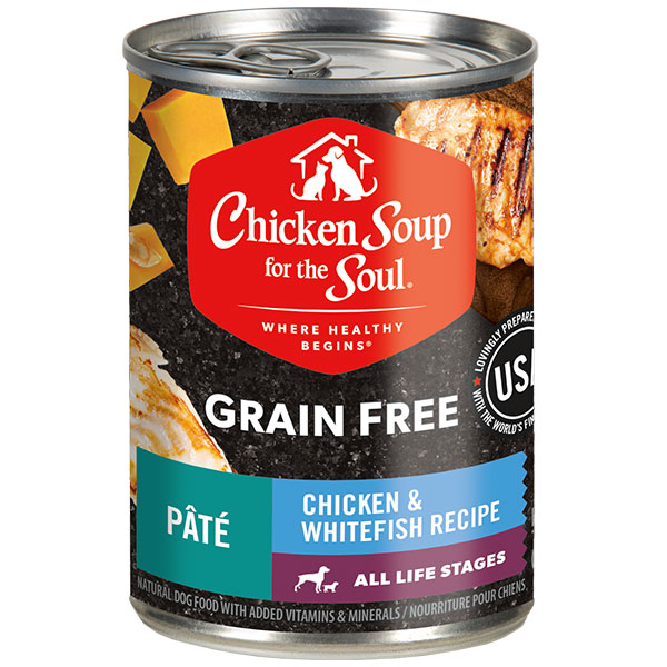 Grain Free Wet Dog Food - Chicken & Whitefish Recipe Pâté - front of can