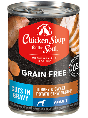 Grain Free Adult Wet Dog Food - Turkey & Sweet Potato Stew Recipe - Cuts in Gravy - front view