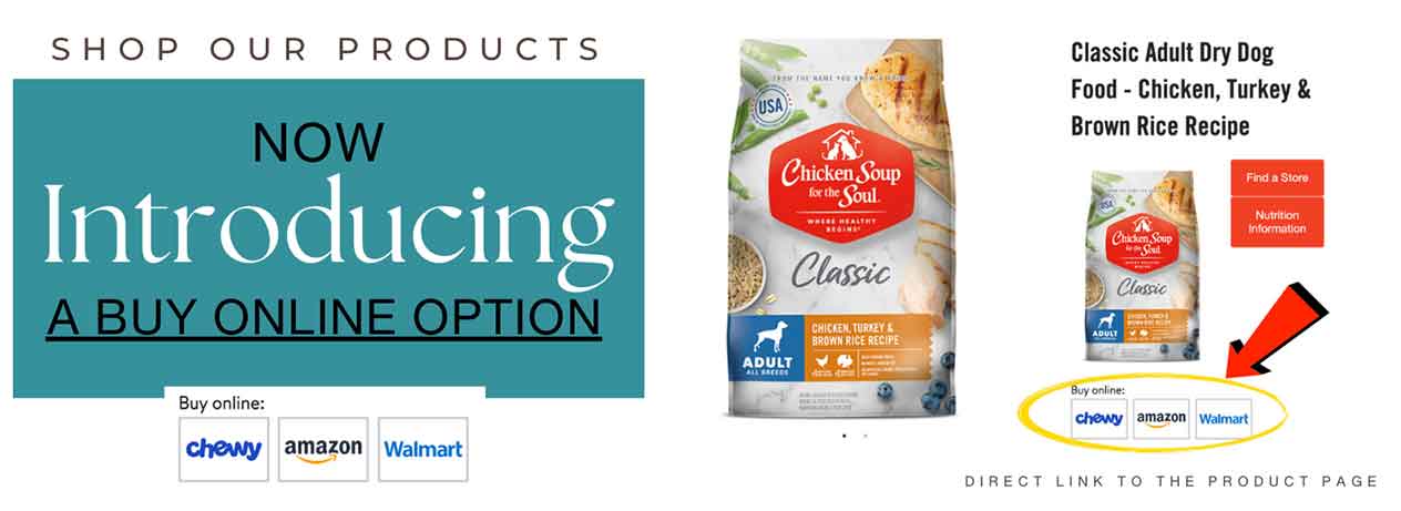 Shop our products online from Chewy, Amazon, Walmart