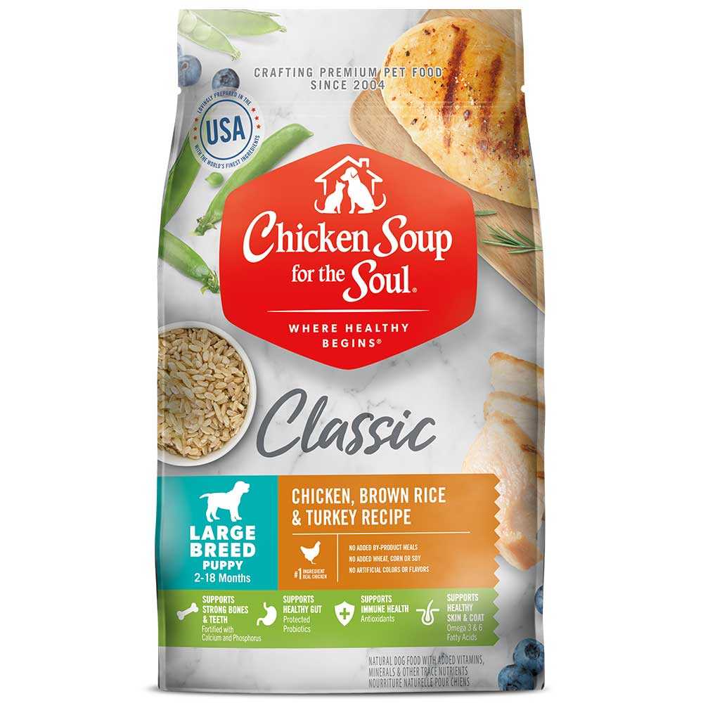 Classic Large Breed Puppy (2-18 Months) Natural Dry Dog Food - Chicken, Brown Rice & Turkey Recipe (front of bag)