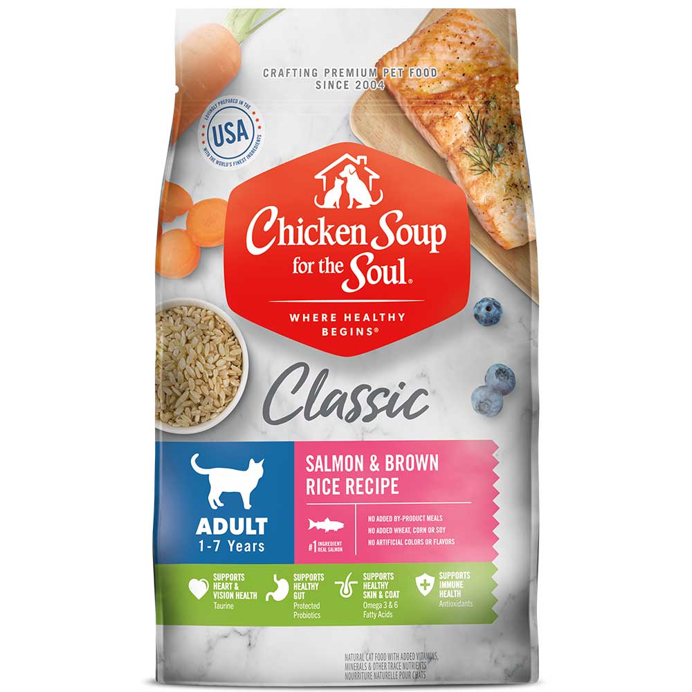 Classic Adult (1-7 years) Dry Cat Food - Salmon & Brown Rice Recipe (front of bag)