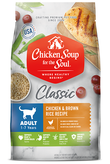 Classic Adult Dry Cat Food - Chicken & Brown Rice Recipe (front of bag)