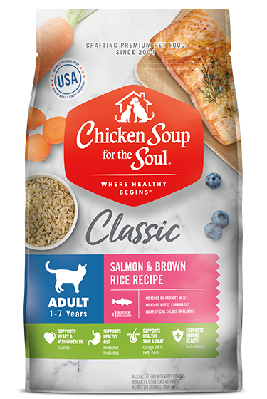 Classic Adult Dry Cat Food - Salmon & Brown Rice Recipe (front of bag)