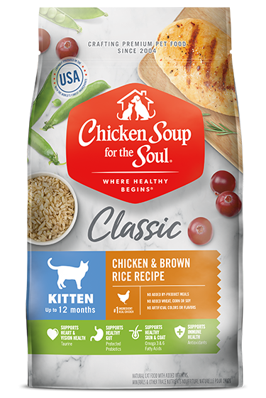Classic Kitten Dry Cat Food - Chicken & Brown Rice Recipe (front of bag)