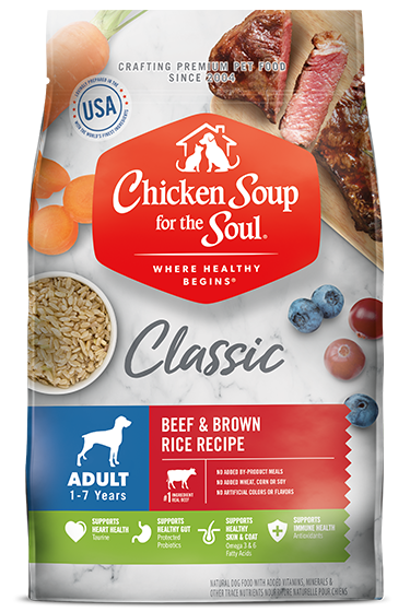 Classic Adult Dry Dog Food - Beef & Brown Rice Recipe (front view of bag)