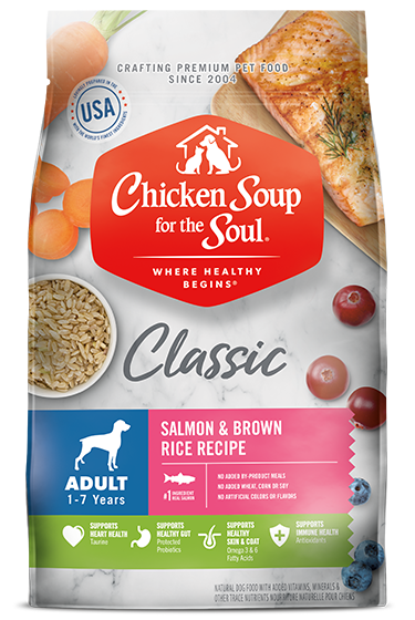 Classic Adult Natural Dry Dog Food - Salmon & Brown Rice Recipe (front of bag))