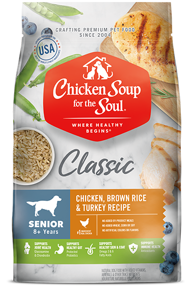 Classic Senior Natural Dry Dog Food - Chicken, Brown Rice & Turkey Recipe (front of bag)