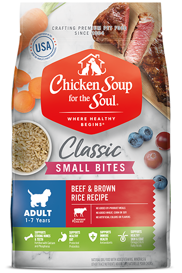 Classic Small Bites Adult Dry Dog Food - Beef & Brown Rice Recipe (front of bag)