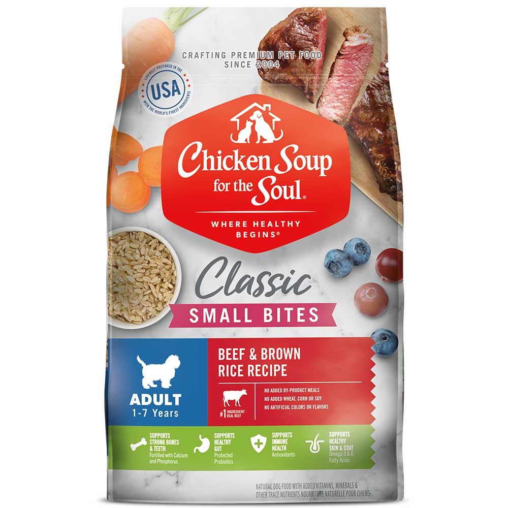 Classic Small Bites Adult Dry Dog Food - Beef & Brown Rice Recipe (front of bag)