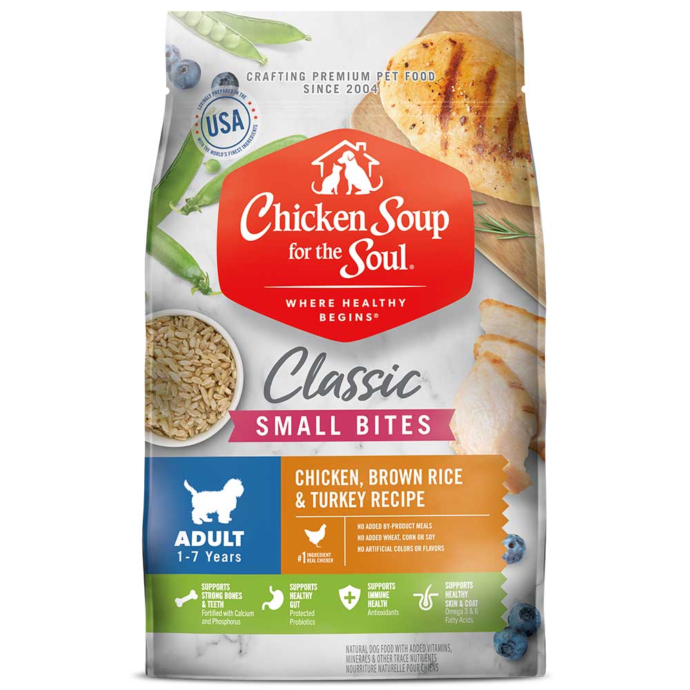 Classic Small Bites Adult Dry Dog Food - Chicken, Brown Rice & Turkey Recipe (front of bag)