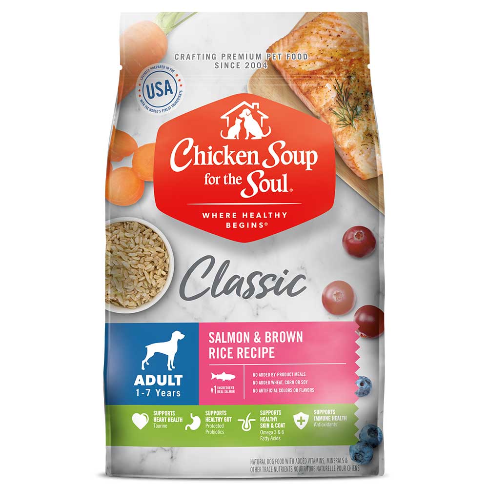 Classic Adult Natural Dry Dog Food - Salmon & Brown Rice Recipe (front of bag)