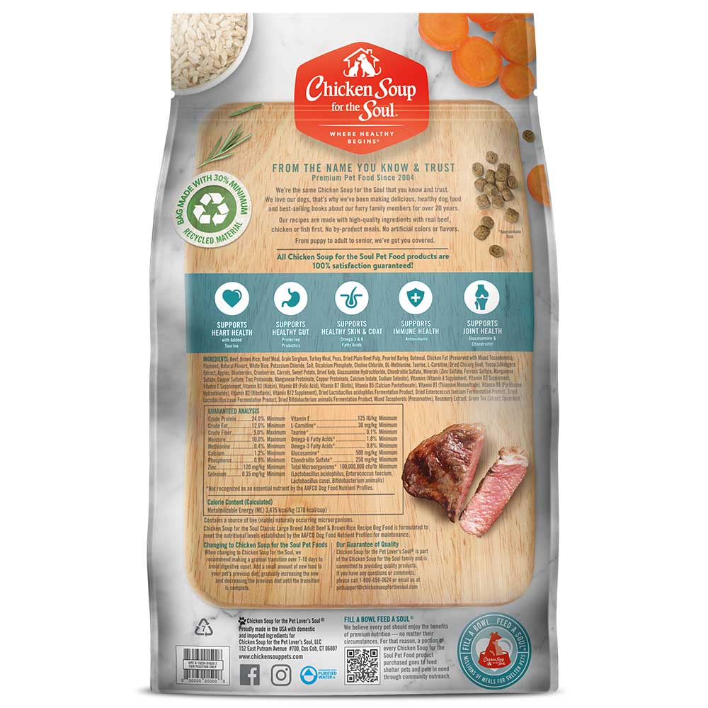 Classic Large Breed Adult Dry Dog Food - Beef & Brown Rice Recipe (back view)
