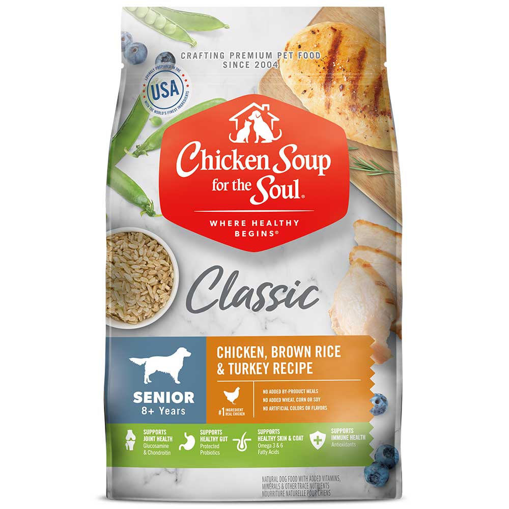 Classic Senior Natural Dry Dog Food - Chicken, Brown Rice & Turkey Recipe (front of bag)
