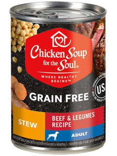 Grain Free Wet Dog Food - Beef & Legumes Recipe Stew (front view image)