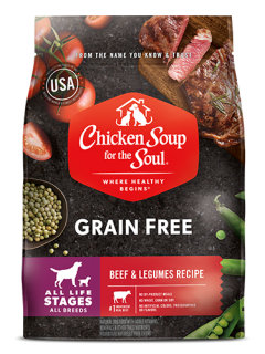 Grain Free Dog Food - Beef & Legumes Recipe (front view image)