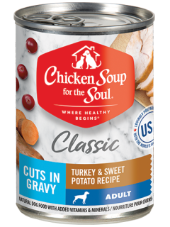 Classic Adult Dog Wet Food - Turkey & Sweet Potato Recipe Cuts In Gravy front of can