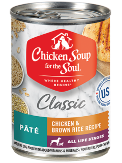 Classic Wet Dog Food - Chicken & Brown Rice Recipe Pâté (front view)