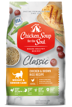 Classic Weight & Senior Care Dry Cat Food - Chicken & Brown Rice Recipe (front of bag)