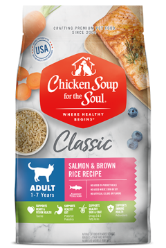 Classic Adult Dry Cat Food - Salmon & Brown Rice Recipe (front of bag)