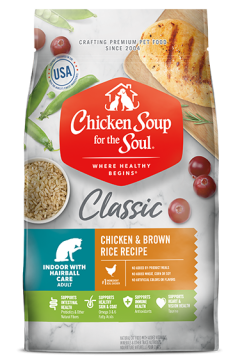 Classic Indoor with Hairball Care Adult Dry Cat Food - Chicken & Brown Rice Recipe (front of bag)