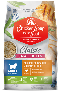 Classic Small Bites Adult Dry Dog Food - Chicken, Brown Rice & Turkey Recipe (front of bag)