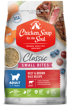 Classic Small Bites Adult Dry Dog Food - Beef & Brown Rice Recipe (front of bag)